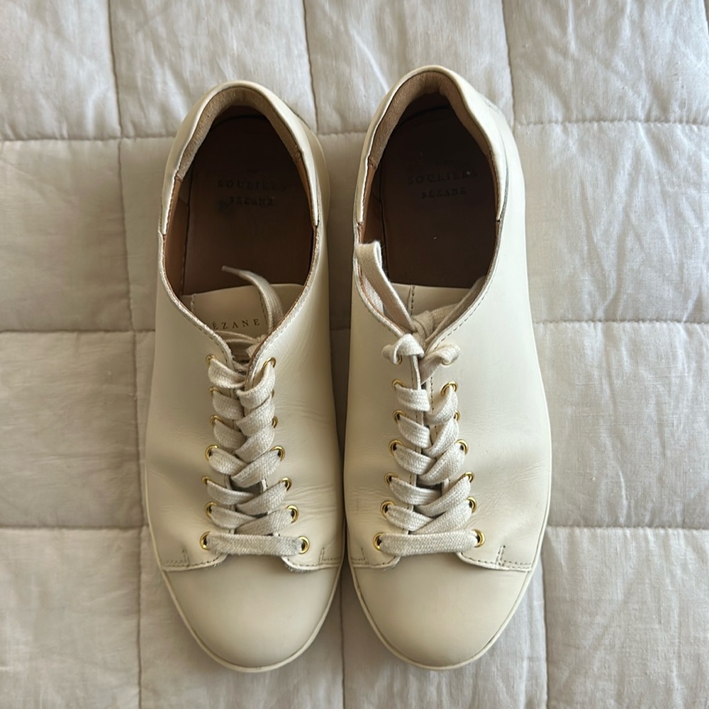 Sezane Jack Trainers Ecru Lisse - Size 39
